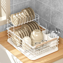 碗架家用厨房台面置物架放碗筷沥水盘碗碟沥水架篮双层收纳层架碗