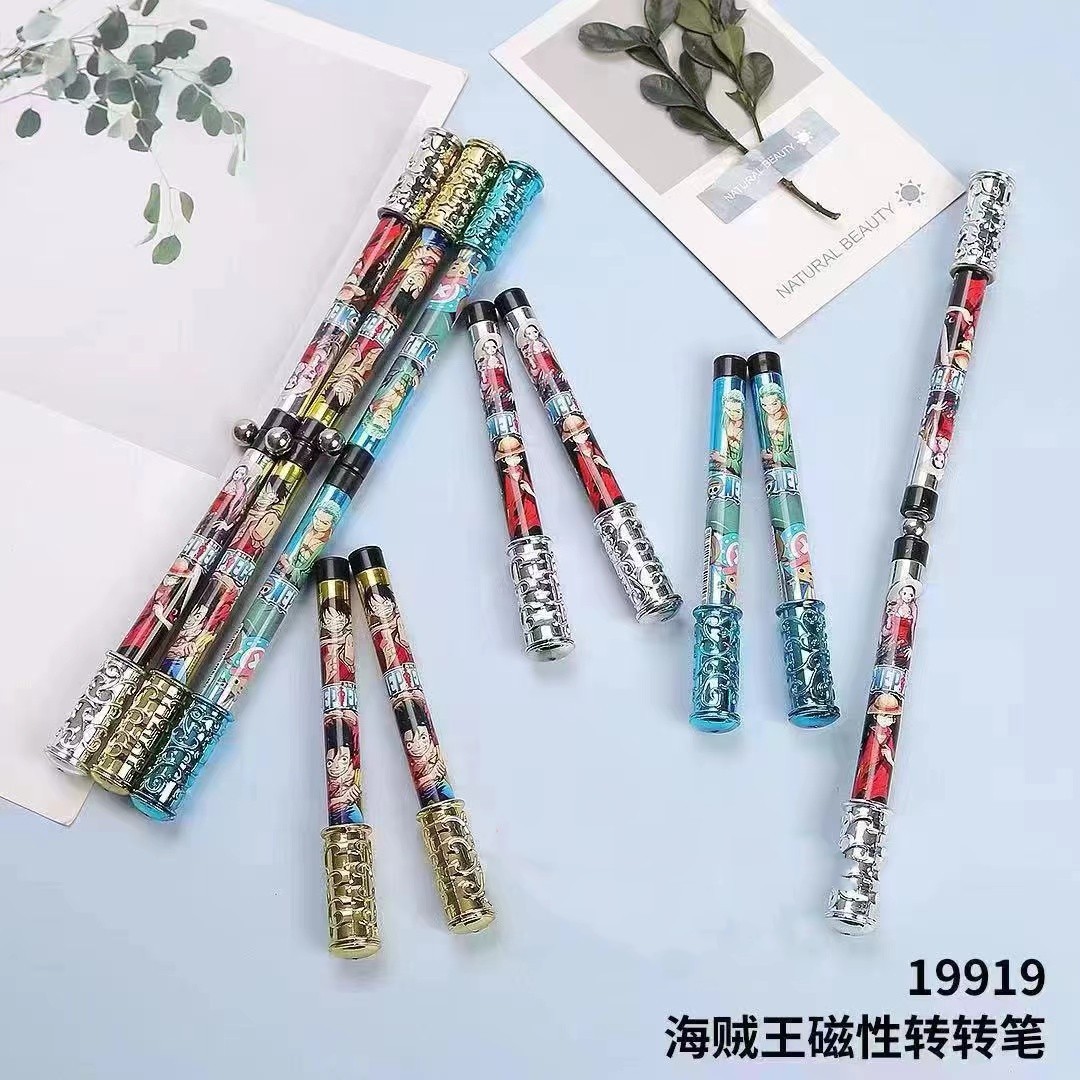 卡通动漫海贼转转笔初学者学生减压旋转笔可书写用笔学生中性笔