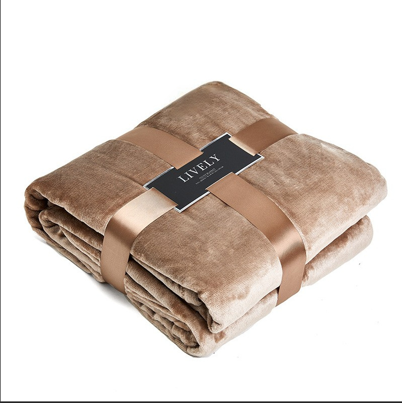 纯色有光法兰绒毯子 加绒珊瑚绒盖毯 厂家现货批发礼品毯休闲毛毯