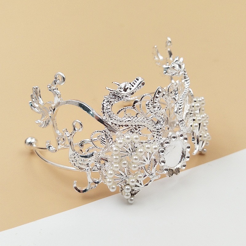 古风发冠简约双龙束发冠男女通用铁质头冠簪子套装古装汉服头饰