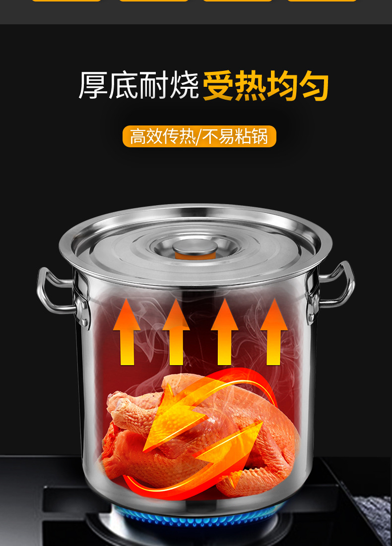 不锈钢桶304圆桶带盖卤桶商用汤桶加厚不锈钢汤锅炖锅大容量家用5