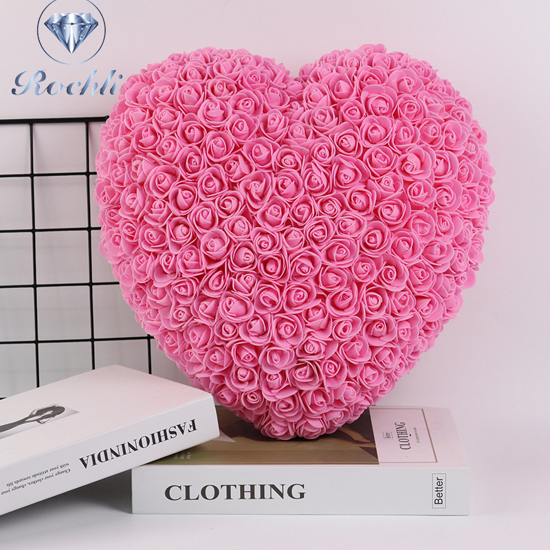 厂家直销心形永生玫瑰花七夕情人节礼物 仿真花520爱心批发礼品