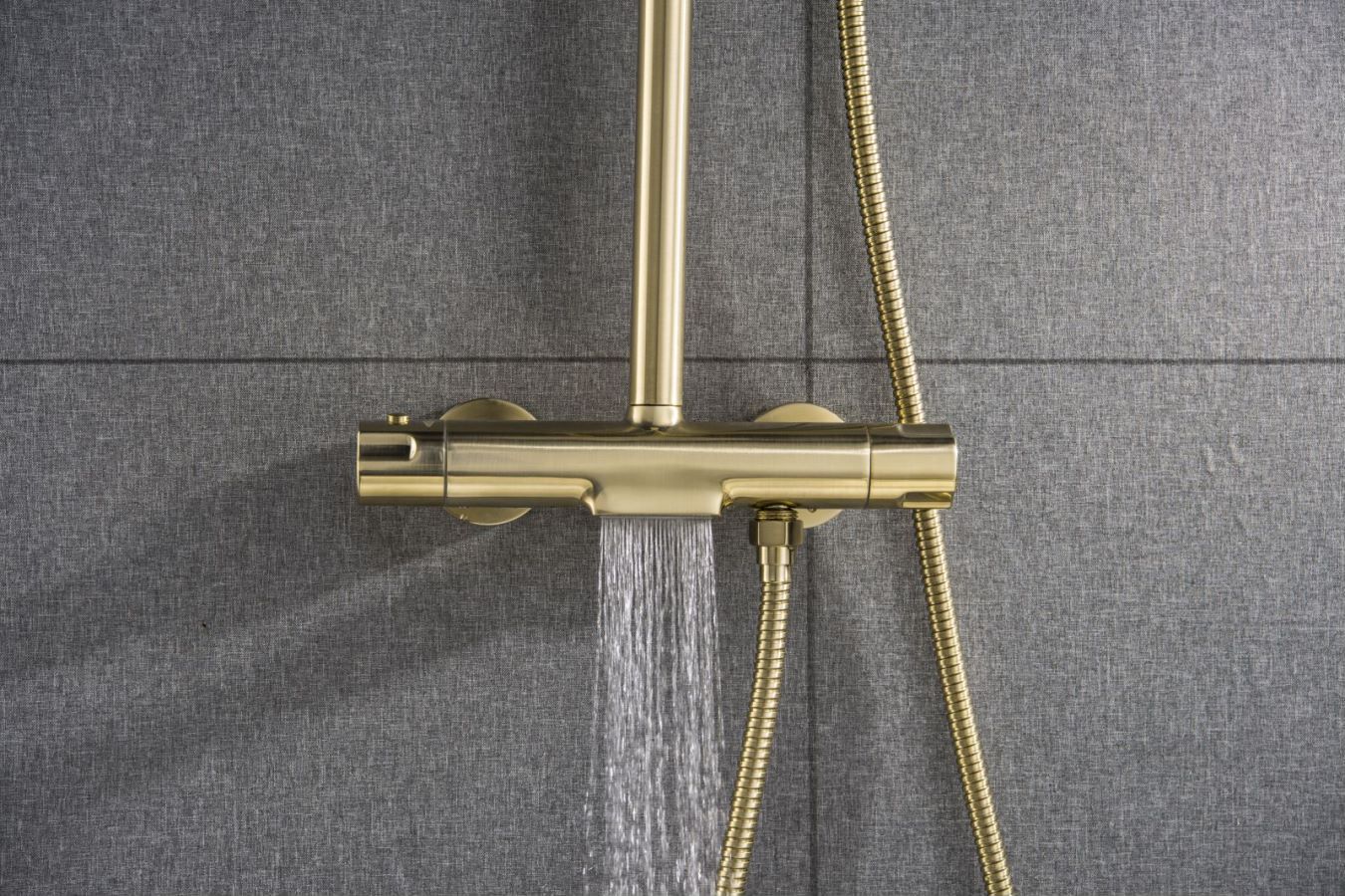 恒温花洒精铜铸造外贸出口酒店工程恒温l拉丝金明装淋浴花洒龙头