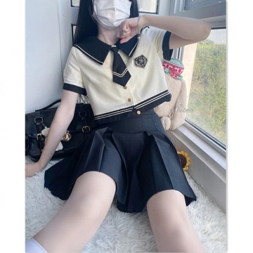 日系学院风夏季新款短款水手服上衣半身裙短裙jk制服两件套装女潮