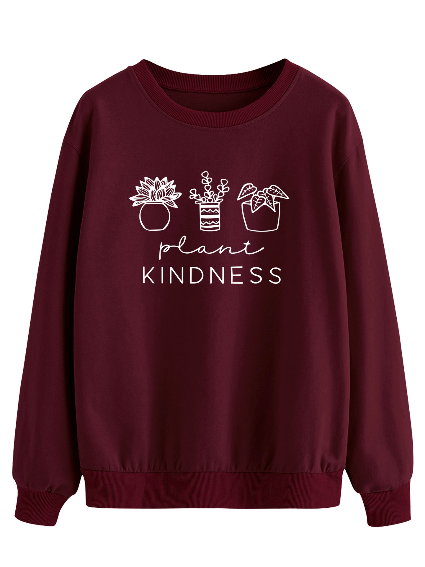 定-制大码卫衣 piant kindness 黑白字母 盆栽图案-阿里巴巴