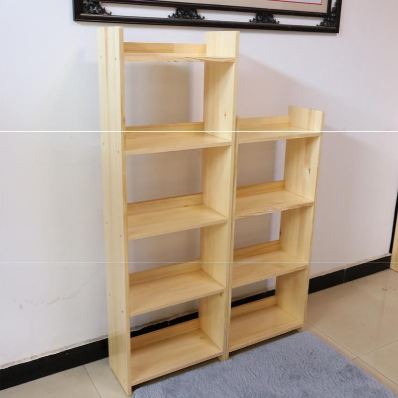 原木色书柜组装书柜儿童书架开放式书柜松木书柜简易书柜单个书柜