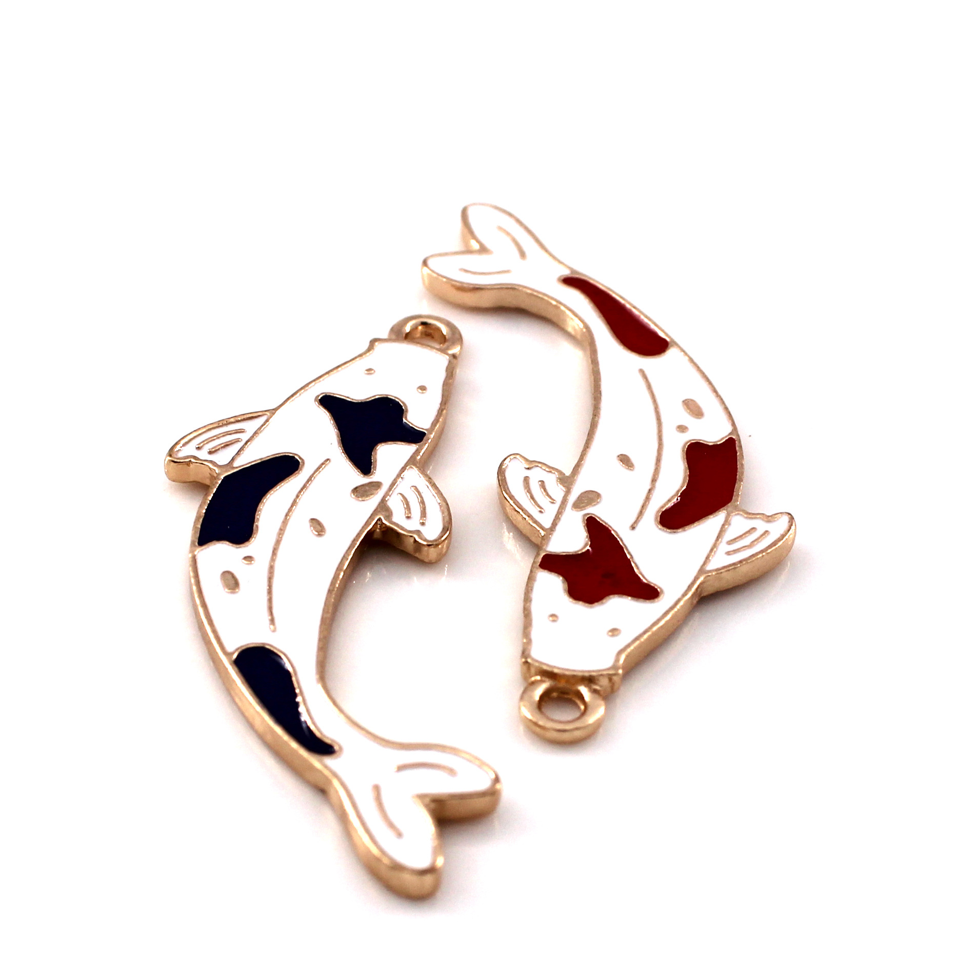 中国风幸运锦鲤 合金滴油耳环挂件环饰品发饰吊坠diy韩版饰品配件