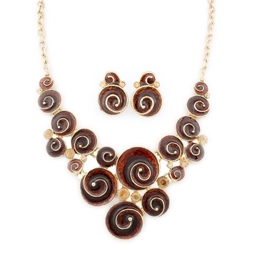 a422 欧美外贸饰品珐琅彩饰品混批现货滴油夸张项链耳环套装 金