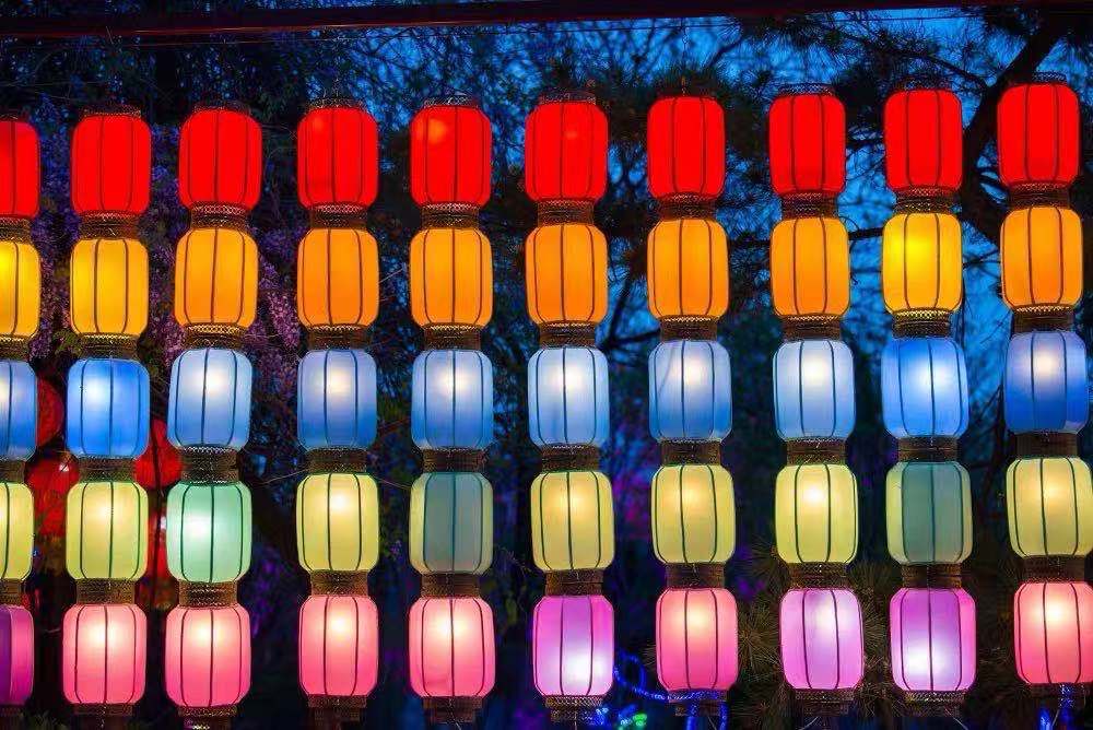 仿古灯笼串古风装饰风发光黄红色灯笼墙吊灯走廊户外拍照道具