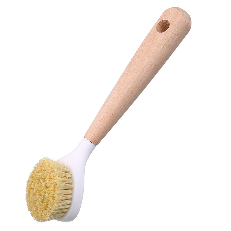 Dish Brush Household Kitchen Long Handle Dish Brush Non-Hurt Pot Oil-Free Marvelous Pot Cleaning Accessories Wooden Handle Decontamination Cleaning Brush