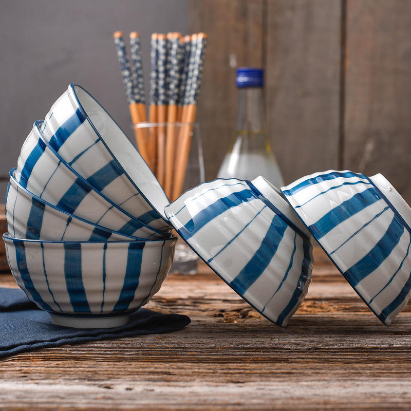 5寸条纹碗创意餐具商用