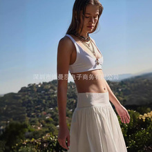 2025欧美新款亚马逊女装半身裙口袋缩褶松紧腰女裙931灯笼裙
