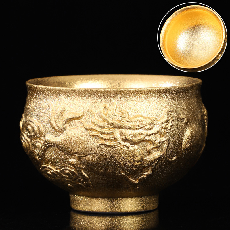 24k金主人杯茶杯 高端礼品名家手工鎏金盏杯茶具杯子茶碗茶杯金杯