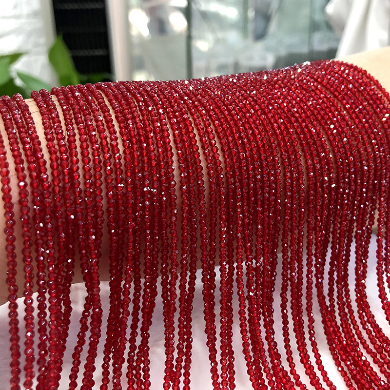 deep red 2mm spinel necklace near natural stone diy handmade round beads loose beads bracelet spot wholesale