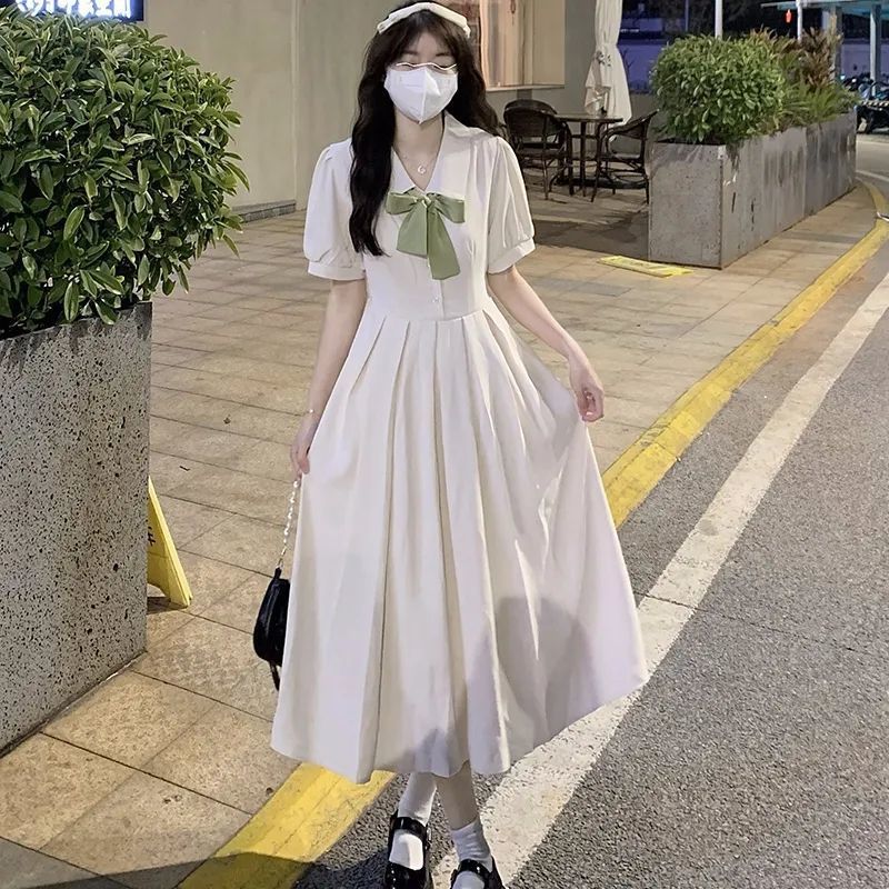 森系初恋裙文艺学院风连衣裙女学生白月光收腰显瘦a字裙夏季新款