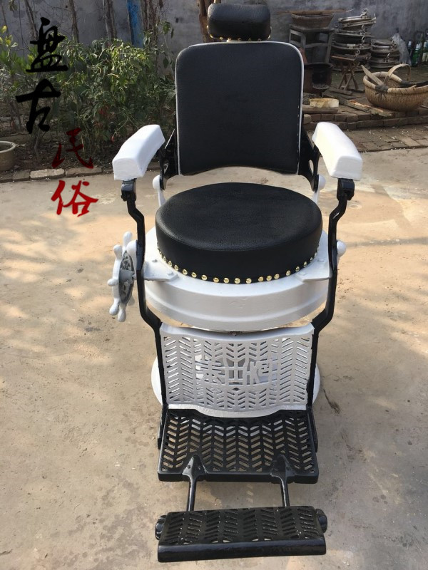 民俗怀旧民国老式铸铁理发椅子老式剃头工具影视道具展示品老物件