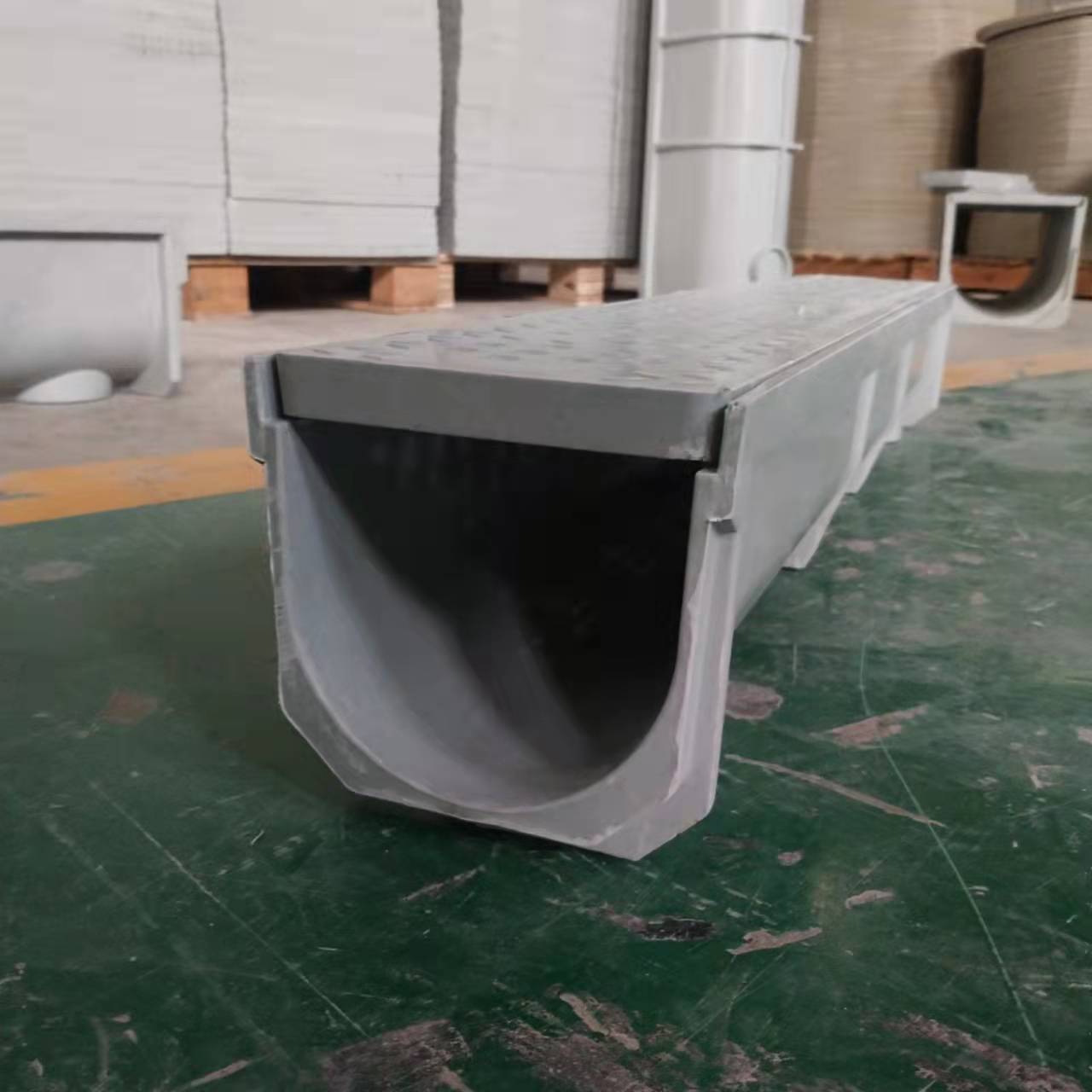 成品线性排水沟u型槽 玻璃钢盖板厨房雨水沟槽地沟槽下水道排水槽