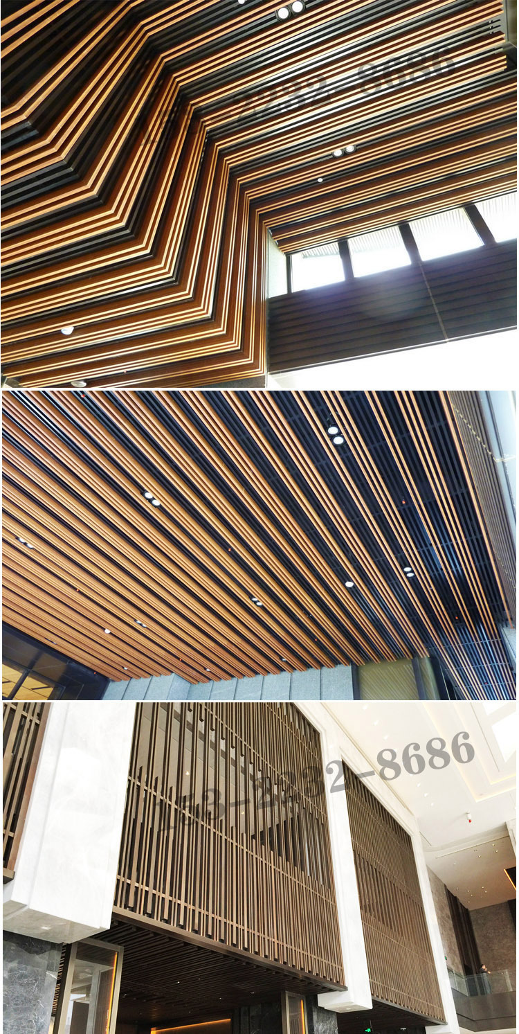 热转印木纹铝方通天花凹槽四方管铝型材格栅吊顶装饰铝合金厂家