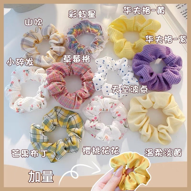 New Spring and Summer Korean Style Fabric Large Intestine Hair Ring Female Fresh Sweet Hair Rope Hair Band for Girls Hair Band Wholesale