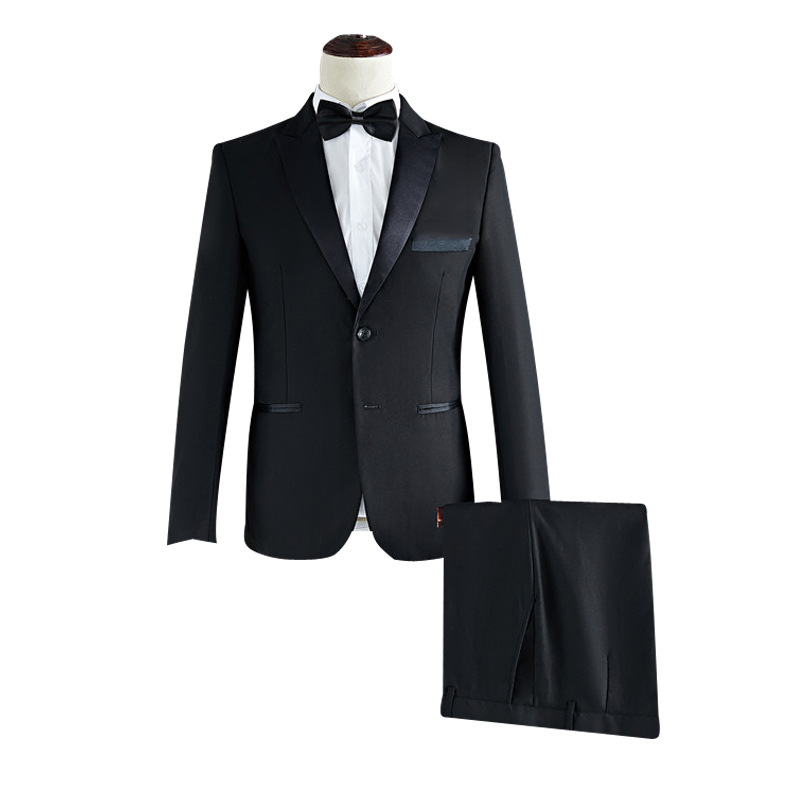 黑色男士礼服套装新郎伴郎演出西服婚礼合唱主持人艺考影楼男装