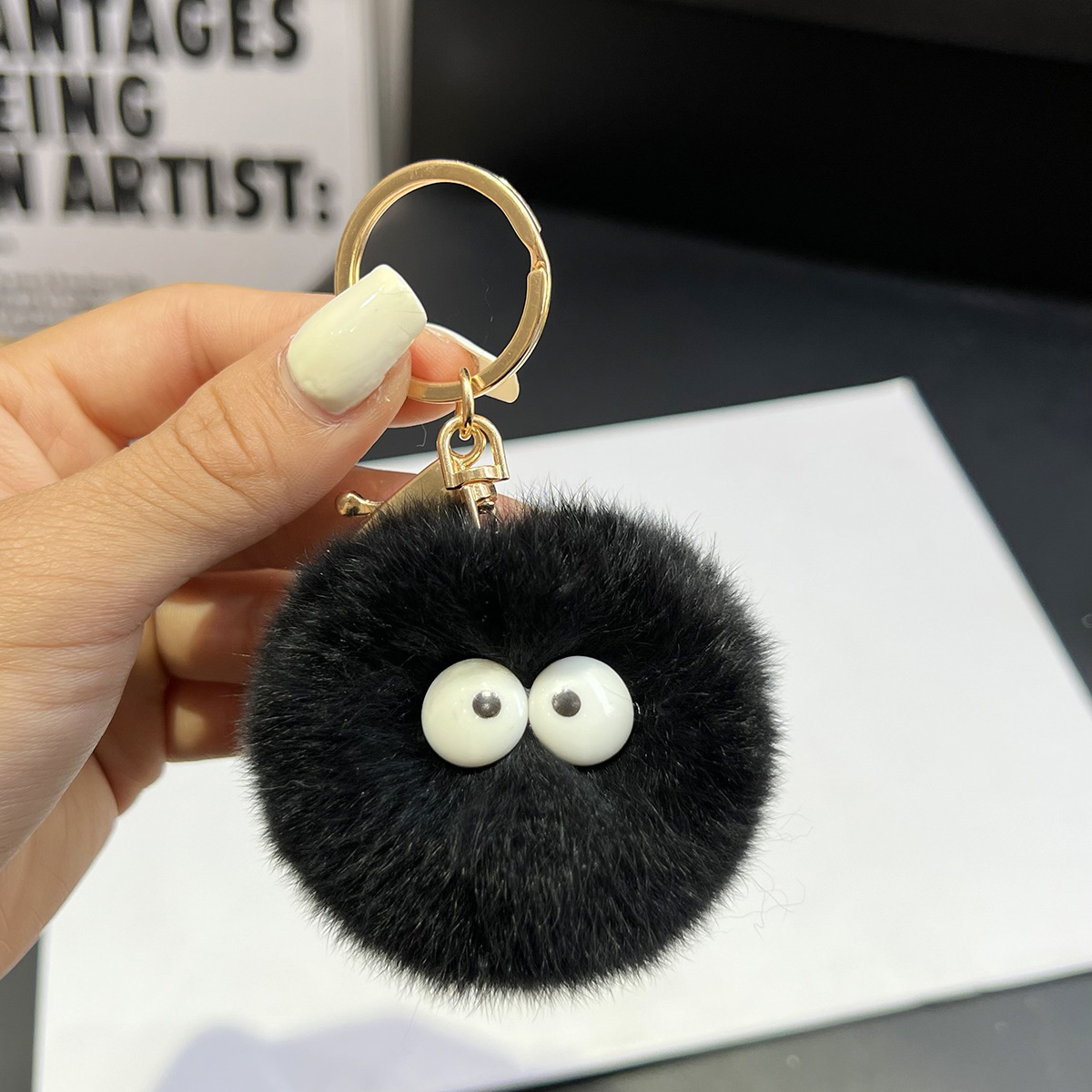 Cute Rex Rabbit Fur Small Fur Ball Keychain Pendant Ins Online Influencer Plush Small Briquette Schoolbag Bag Charm Gift