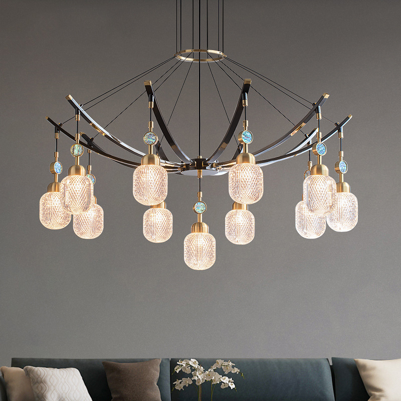 全铜吊灯轻奢简约大气客厅灯后现代卧室餐厅灯奢华灯具2021年新款