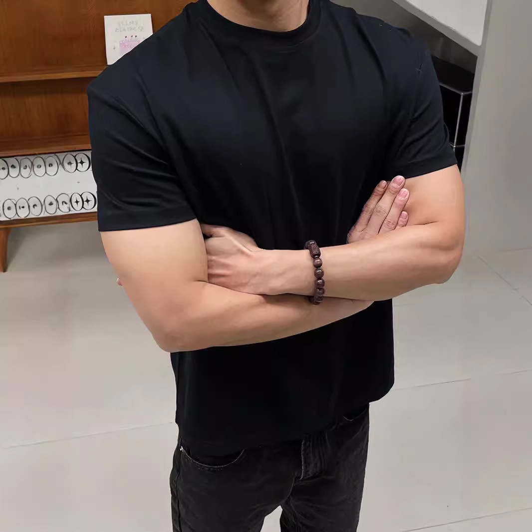 jtfs 美式休闲纯色t恤男夏季倒三角健身运动冰皮速干弹力圆领短袖