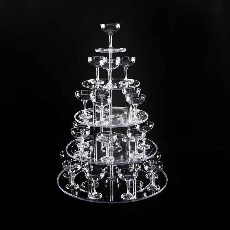 婚庆香槟塔烛台倒酒香槟塔圆形塑料高脚婚庆道具亚克力酒塔架子