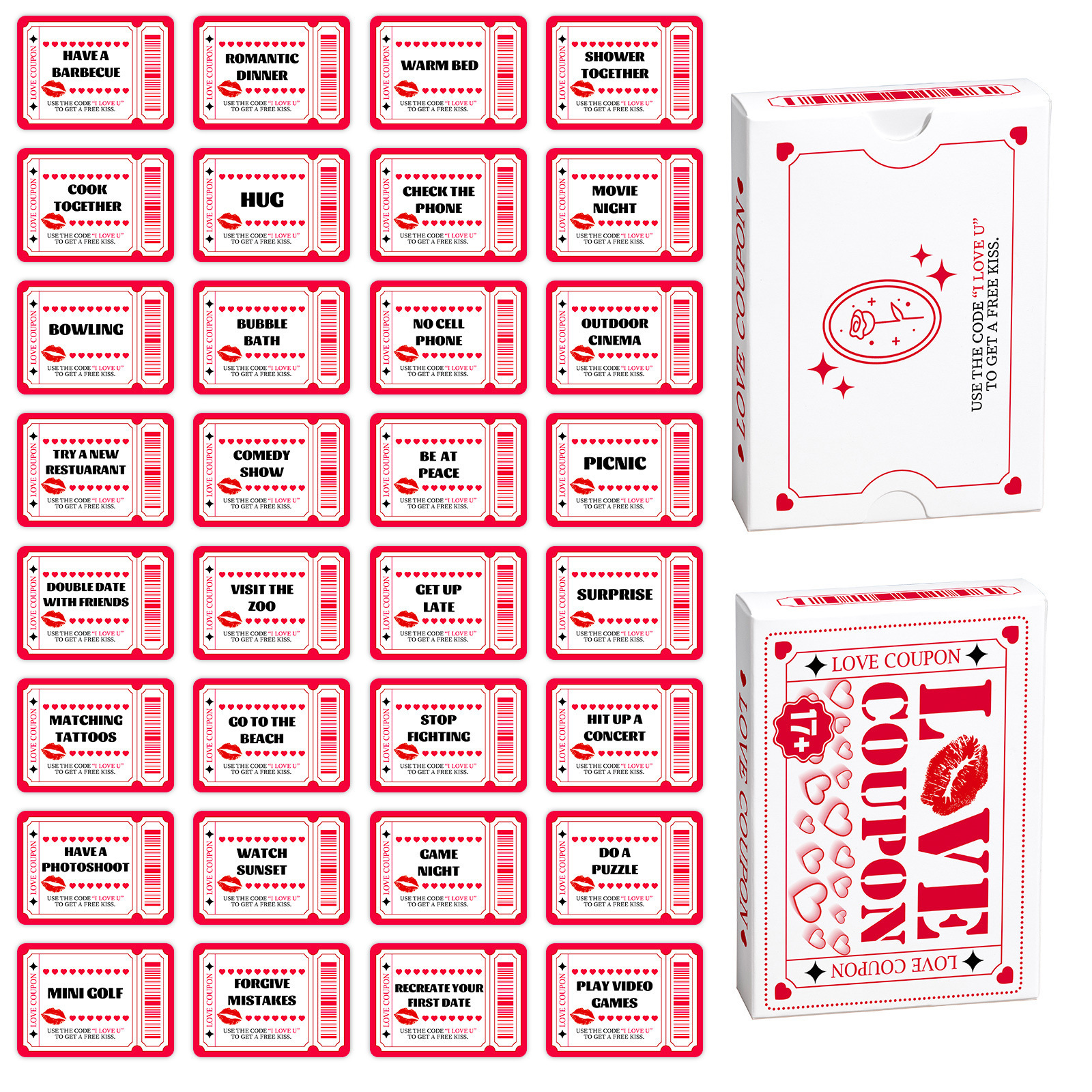跨境50pcs 情侣卡片恋爱兑换劵情趣小卡片情侣恋爱奖励甜蜜情侣卡