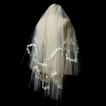 头纱新娘结婚网红拍照道具领证登记白色简约头纱水溶蕾丝头纱头饰
