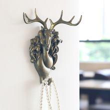 如果roogo分销 欧式创意家居挂衣钩装饰客厅玄关墙上挂钩鹿头壁挂