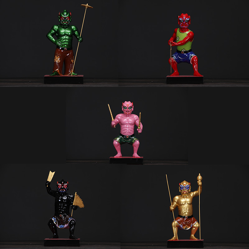 福盛东极彩k金五鬼神像树脂彩绘五鬼财神佛像居家供奉佛像批发