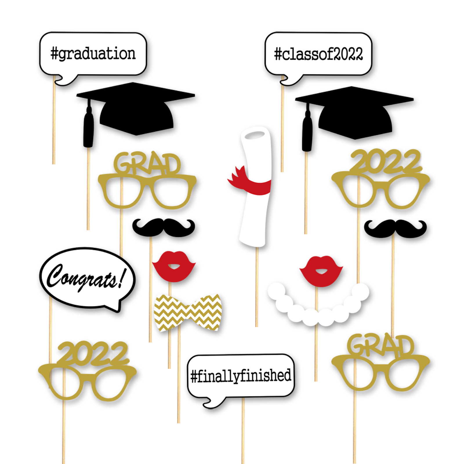 2022年毕业典礼派对拍照道具纸胡子纸相框拍照道具毕业拍照相框