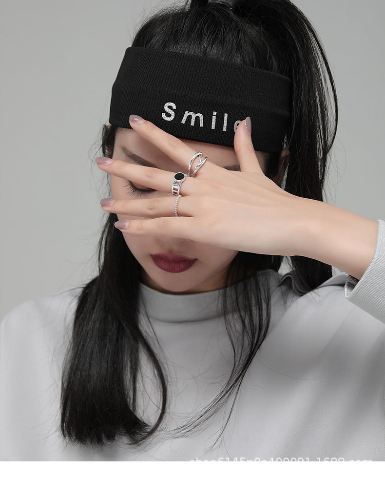 复古做旧三件套叠戴组合戒指女轻奢气质食指戒个性小众设计感指环