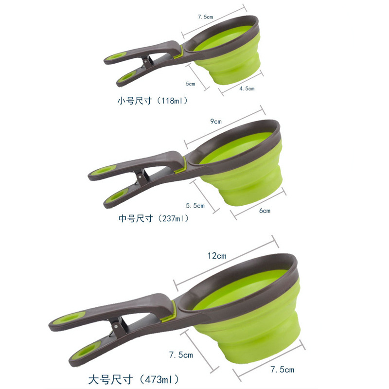 Pet Feeder Drinking Spoon out Folding Pet Bowl Doggs Hot Sale Cat Food Measuring Cup Dog Food Sealing Clip
