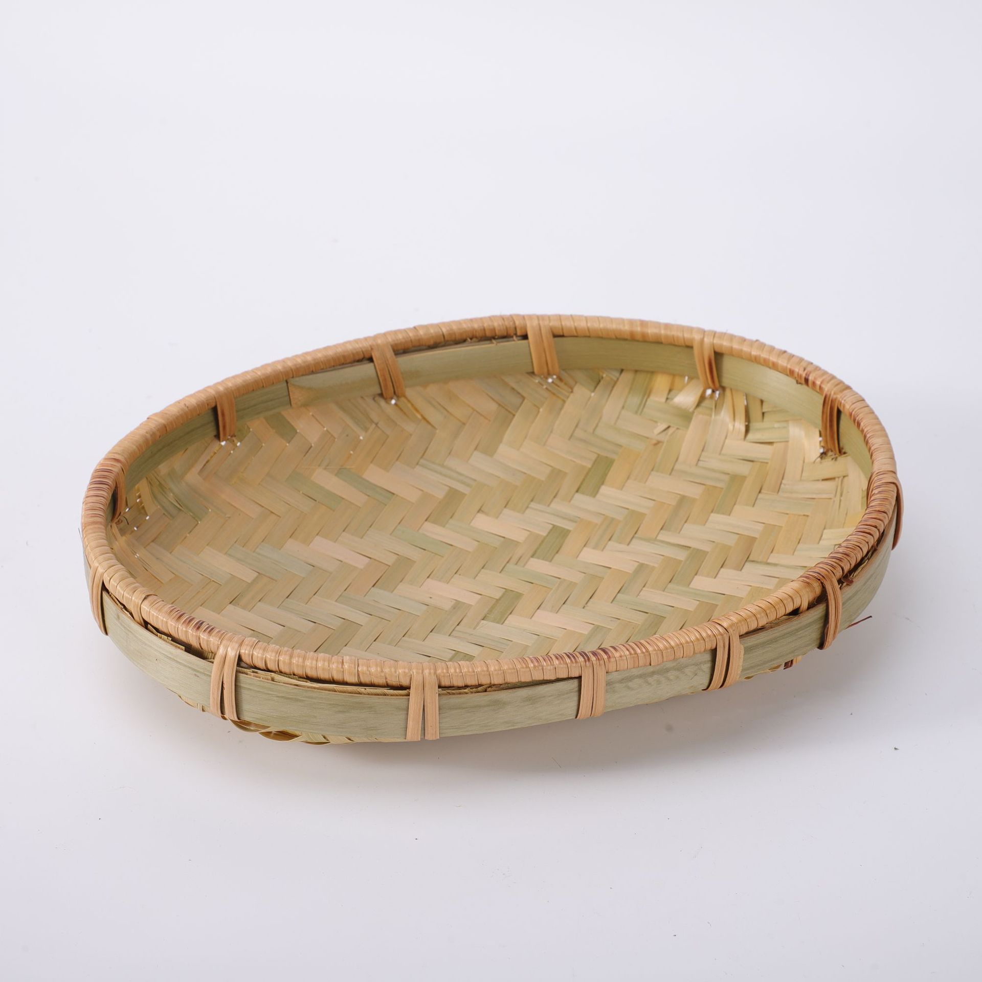 竹编竹篮子手提篮椭圆竹篮家用竹篮收纳筐采摘簸箕