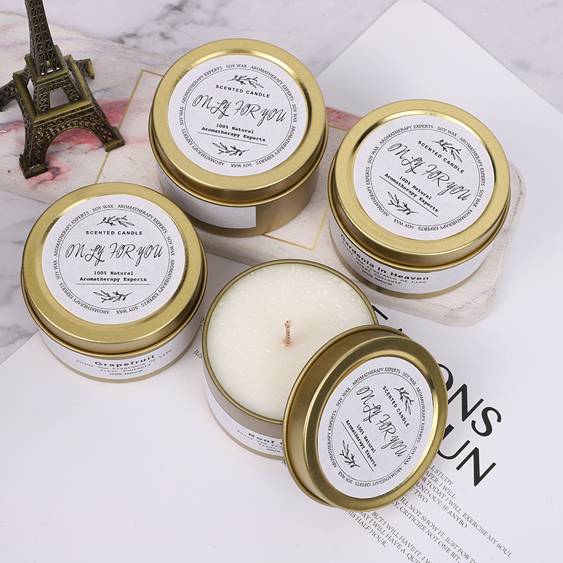 Organic Essence Oil Aromatherapy Candle Household Fragrance Gift Customization Wholesale Creative Cross-Border Tinplate Can Candle