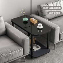 沙发中间小茶几小茶几夹缝简约边几钢化玻璃接待移动边桌茶台小型