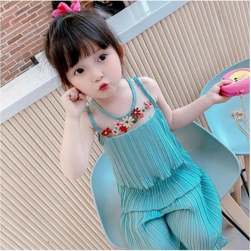 女童夏装2021洋气女宝宝雪纺套装薄款小童公主背心两件套1-3岁6潮