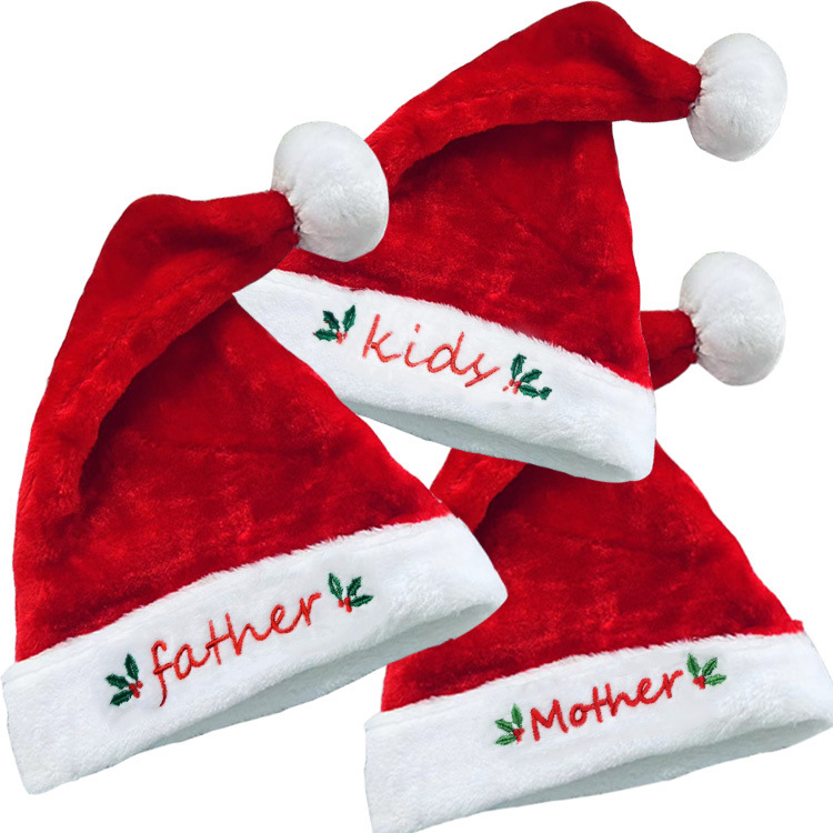 Plush Christmas Hat Family High-End Short Plush Christmas Hat Manufacturers Christmas Decoration Supplies Wholesale