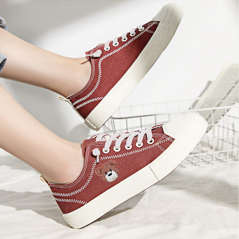 Female Student Low Top Canvas Board Shoes 2023 Spring Cross-Border Women's Shoes Commuter Casual Shoes Front Lace-up Sports Women Wholesale