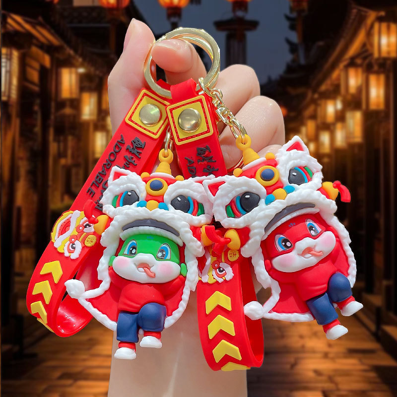 cartoon national fashion zodiac year of snake keychain doll small pendant couple bags key ring pendants new year small gift