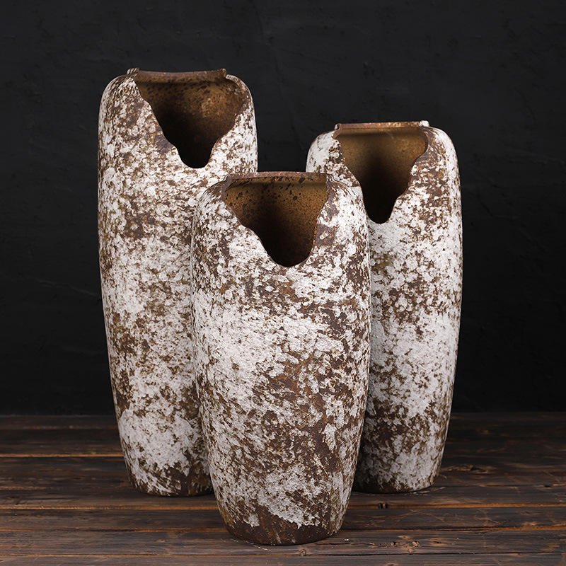 景德镇缺口多肉高盆悬崖老桩破口花盆透气法师盆紫乐淡雪粗陶大号