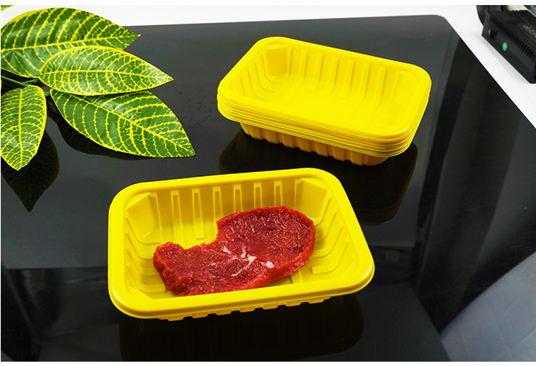 一次性超市pp生鲜托盘锁鲜盒 吸塑食品黄色托盘可封口现货 气调盒