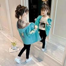 女童外套2022春装新款韩版风衣儿童休闲连帽上衣中大童洋气外套潮