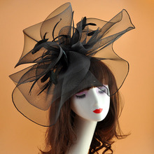 Model hair accessories runway mesh feather headdress跨境专供