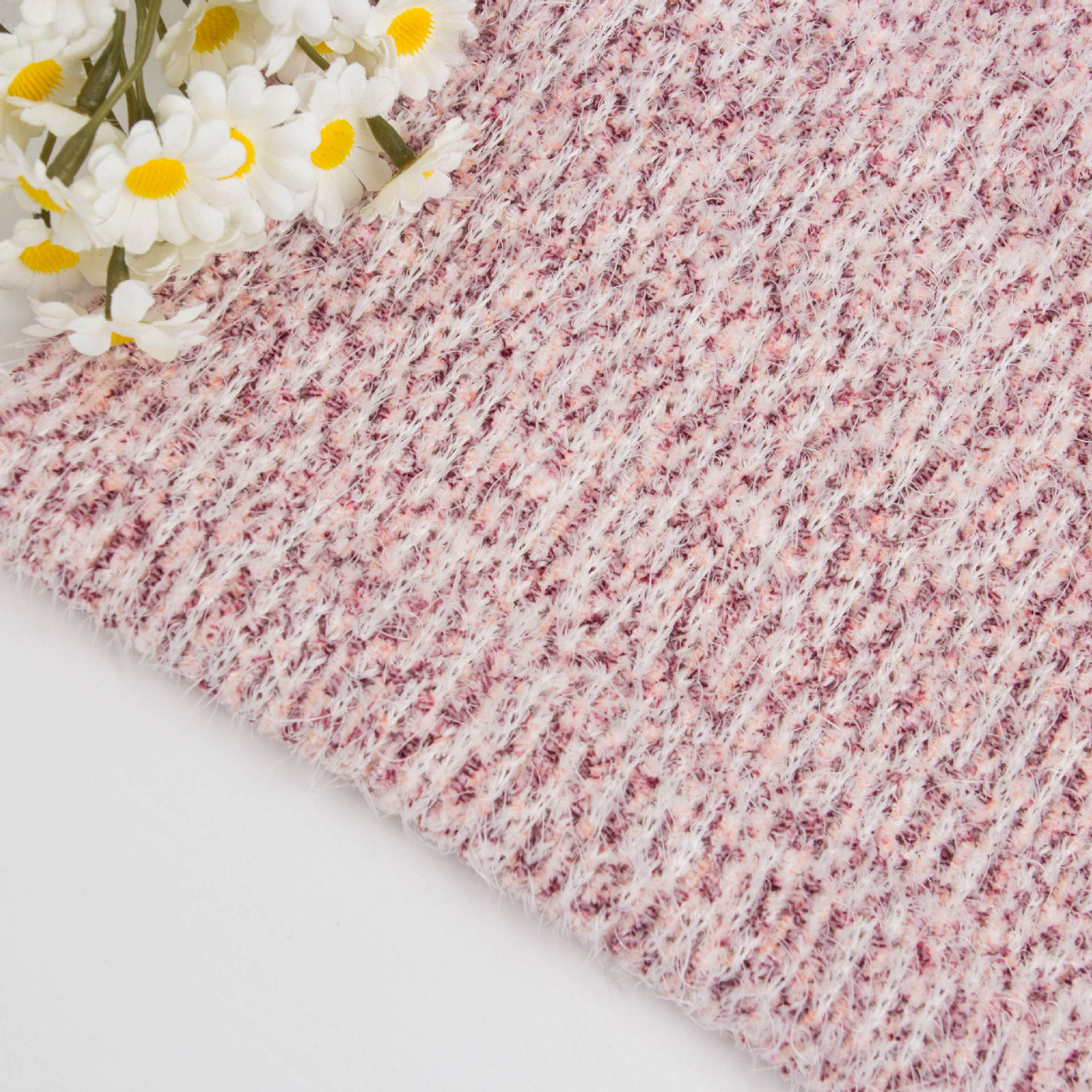 新款段染雪尼尔松树毛羽毛纱布料秋冬提花粗针针织小香风面料外套