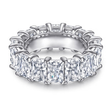 外贸欧美时尚S925纯银镀金50分排钻宽版锆石指环大排钻方钻戒指女