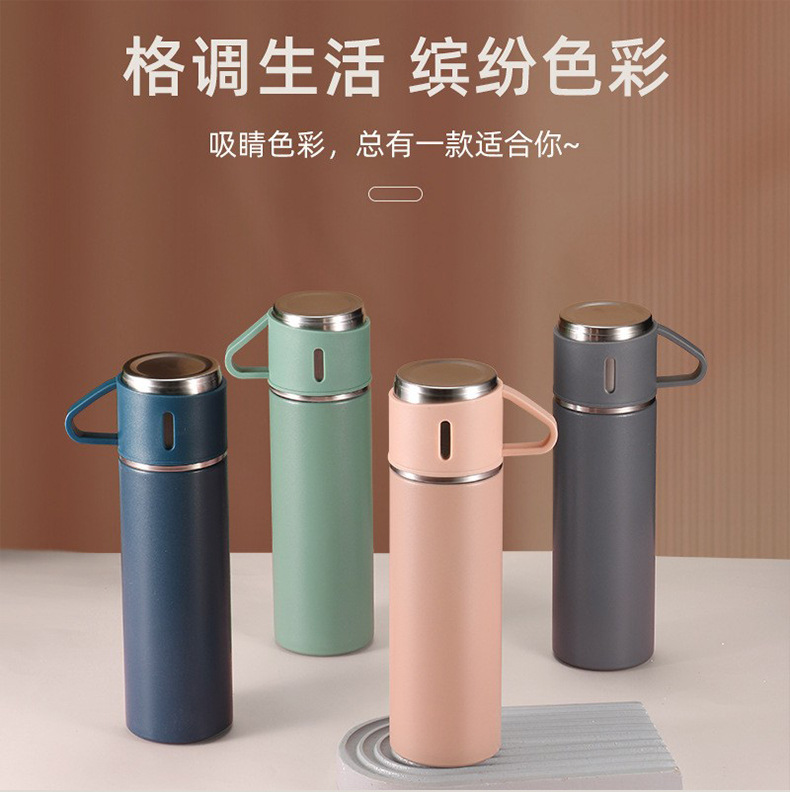 Hot Sale 304 Three-Piece Stainless Steel Thermos Cup Gift Set Male and Female Portable Business Tea Cup Cross-Border Dedicated