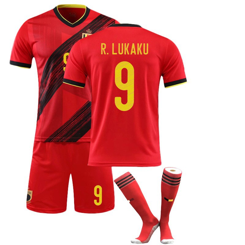2021比利时主场7号德布劳内9号卢卡库10号阿扎尔球衣套装足球服